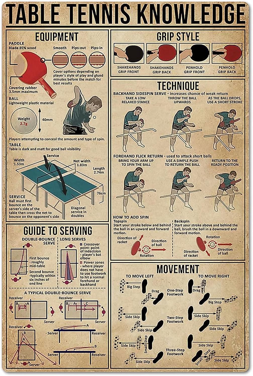 Table Tennis Knowledge Poster - Masa Tenisi Bilgi Posteri Teneke Tabela
